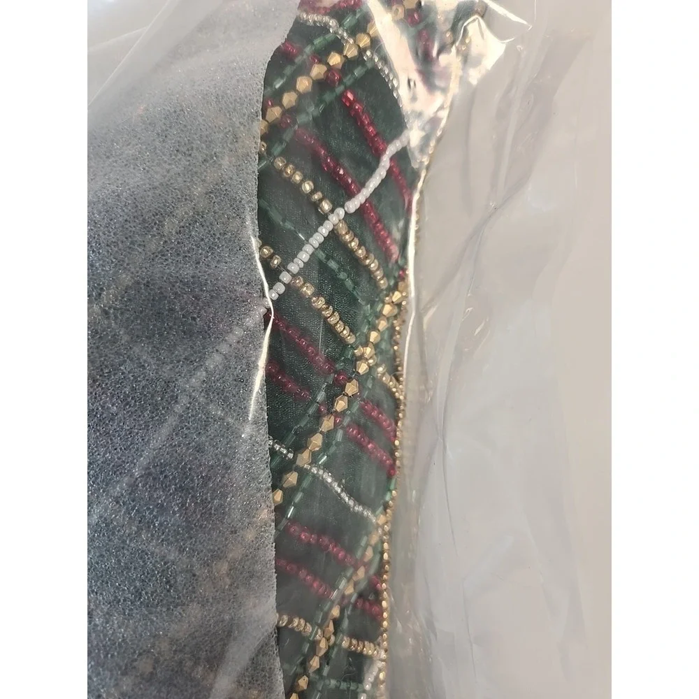 St. Nicholas Square Green Festive Plaid Lumbar Pillow Holiday Christmas *New*